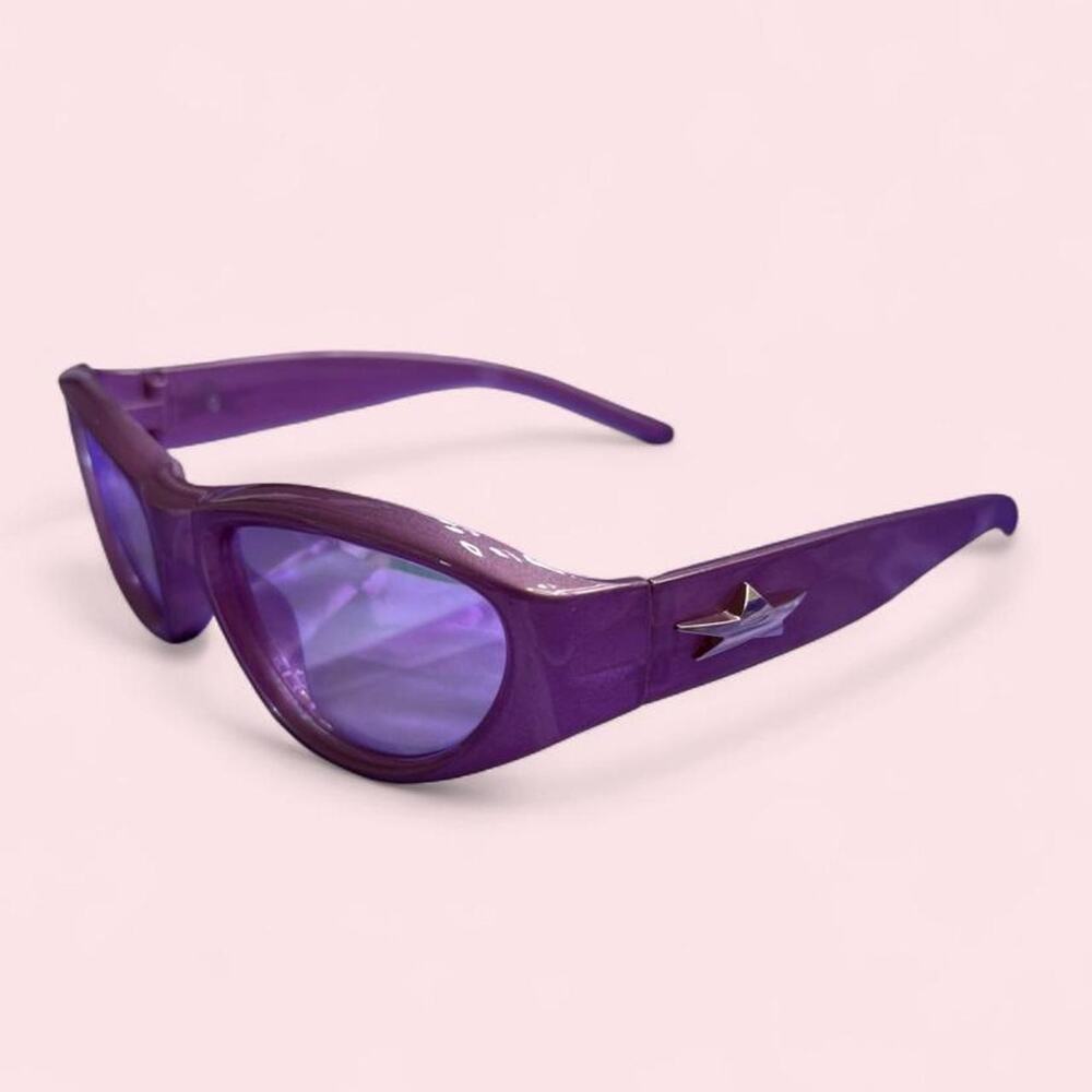 Purple pink wraparound sunglasses with dreamy lenses cyber fairy fairycore